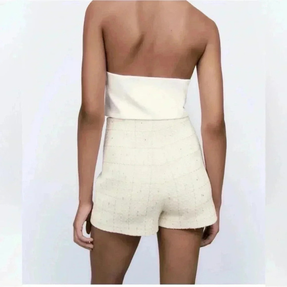ZARA Textured Weave Plaid Shorts Size Small NWT - Picture 6 of 7